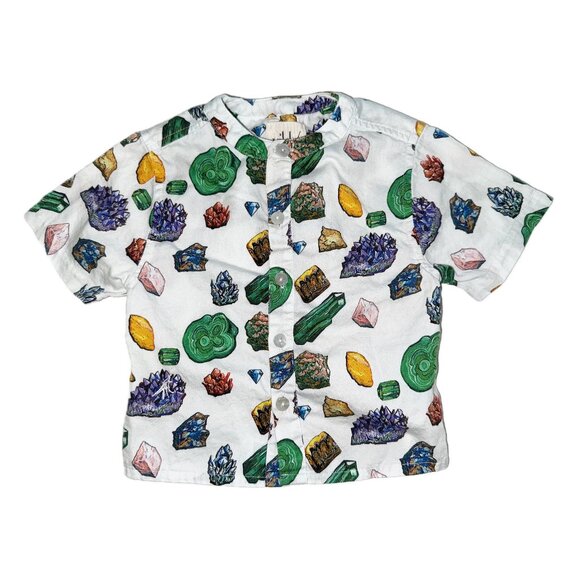 Vild Lab No.12 - Earth Rocks!, Organic Cotton Band Collar Woven Shirt - Picture 1 of 3